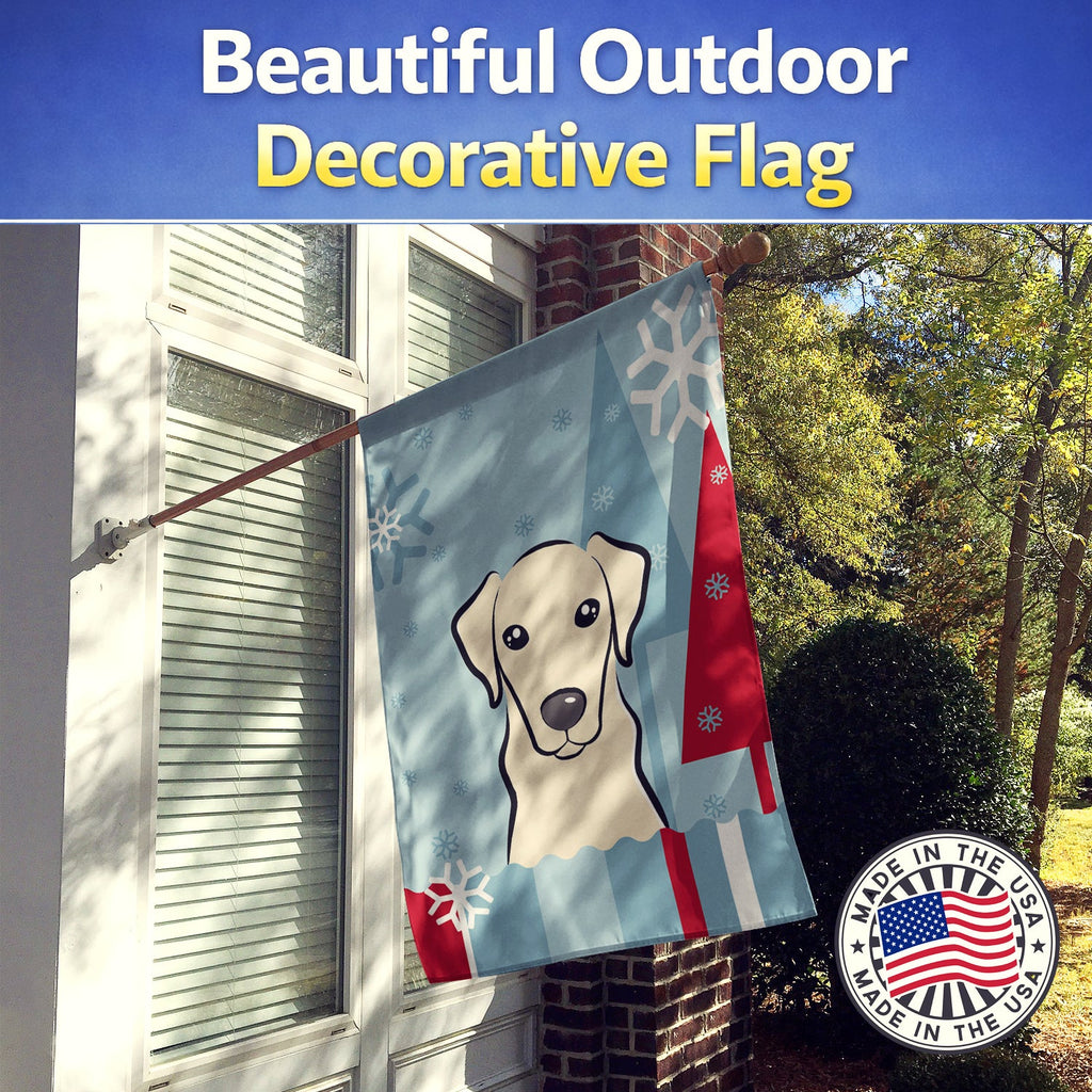 Winter Holiday Yellow Labrador House Flag 28x40 Porch Sleeve Pole Decorative Outside Yard Banner Artwork Wall Hanging, Polyester