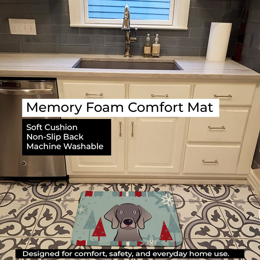 Winter Holiday Weimaraner Memory Foam Kitchen Mat Machine Washable Anti-Fatigue Cushion Comfort Bath or Kitchen Rug