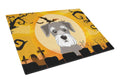 Halloween Schnauzer Cutting Board Tempered Glass Kitchen Cutting Surface, Heat Resistant Chopping, Non-Slip Feet, Food Prep & Serving