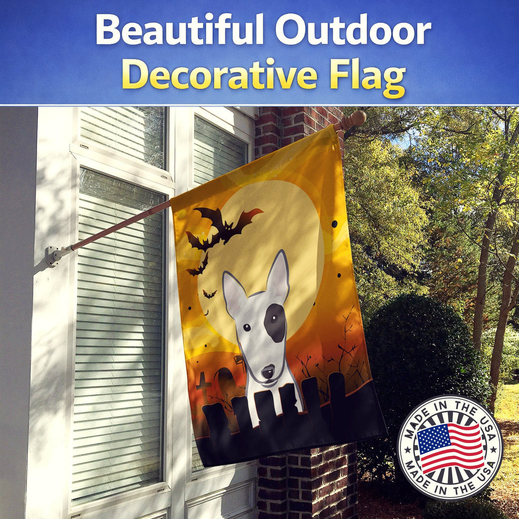 Halloween Bull Terrier House Flag 28x40 Porch Sleeve Pole Decorative Outside Yard Banner Artwork Wall Hanging, Polyester