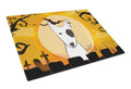 Halloween Bull Terrier Cutting Board Tempered Glass Kitchen Cutting Surface, Heat Resistant Chopping, Non-Slip Feet, Food Prep & Serving