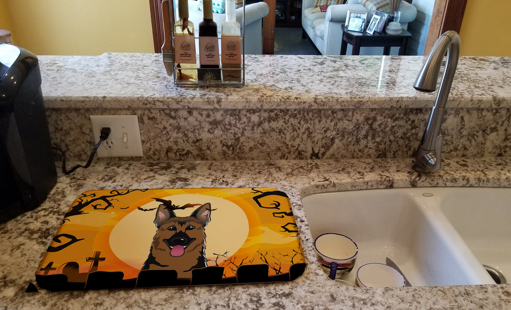 Halloween German Shepherd Dish Drying Mat Absorbent Dish Drying Mat Pad for Kitchen Counter Dish Drainer Mat for Countertop, 14 x 21", Multicolor
