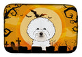 Halloween Bichon Frise Dish Drying Mat Absorbent Dish Drying Mat Pad for Kitchen Counter Dish Drainer Mat for Countertop, 14 x 21", Multicolor