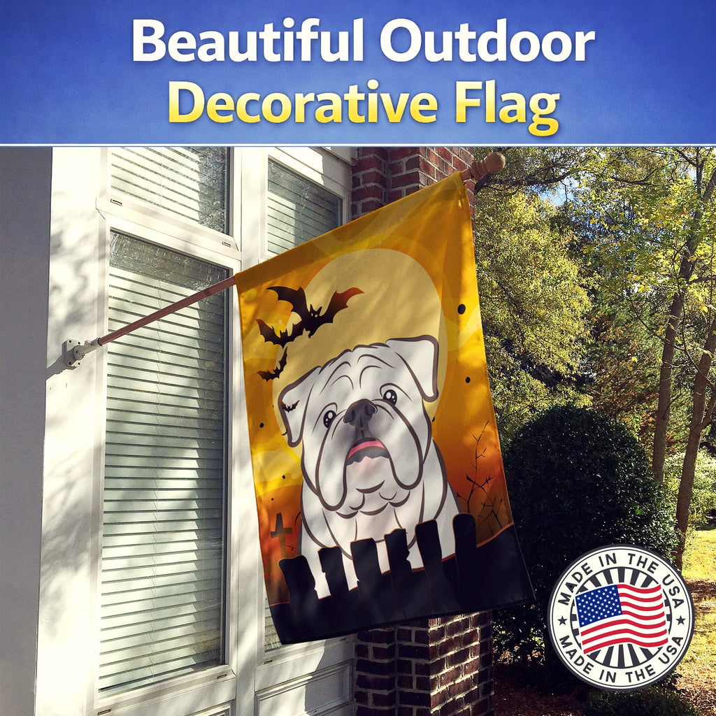 Halloween White English Bulldog  House Flag 28x40 Porch Sleeve Pole Decorative Outside Yard Banner Artwork Wall Hanging, Polyester
