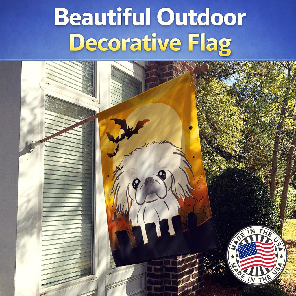 Halloween Pekingese House Flag 28x40 Porch Sleeve Pole Decorative Outside Yard Banner Artwork Wall Hanging, Polyester