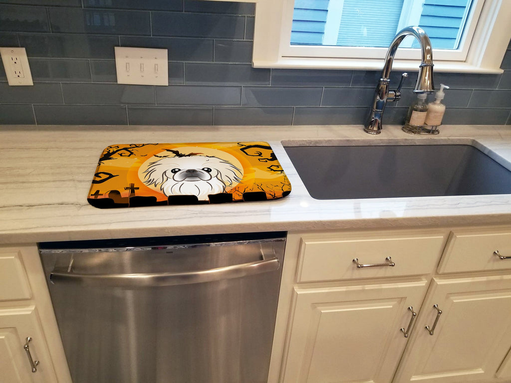 Halloween Pekingese Dish Drying Mat Absorbent Dish Drying Mat Pad for Kitchen Counter Dish Drainer Mat for Countertop, 14 x 21", Multicolor