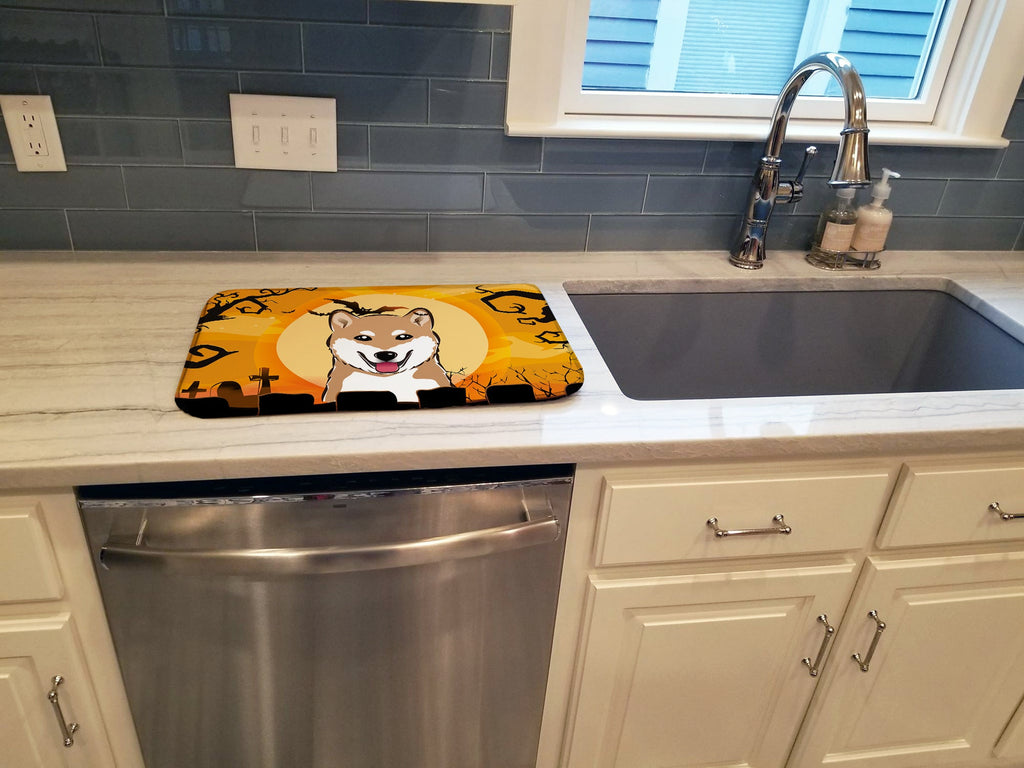 Halloween Shiba Inu Dish Drying Mat Absorbent Dish Drying Mat Pad for Kitchen Counter Dish Drainer Mat for Countertop, 14 x 21", Multicolor