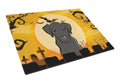 Halloween Black Labrador Cutting Board Tempered Glass Kitchen Cutting Surface, Heat Resistant Chopping, Non-Slip Feet, Food Prep & Serving