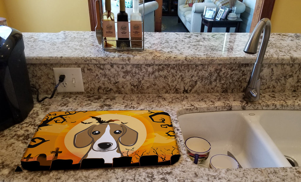 Halloween Beagle Dish Drying Mat Absorbent Dish Drying Mat Pad for Kitchen Counter Dish Drainer Mat for Countertop, 14 x 21", Multicolor