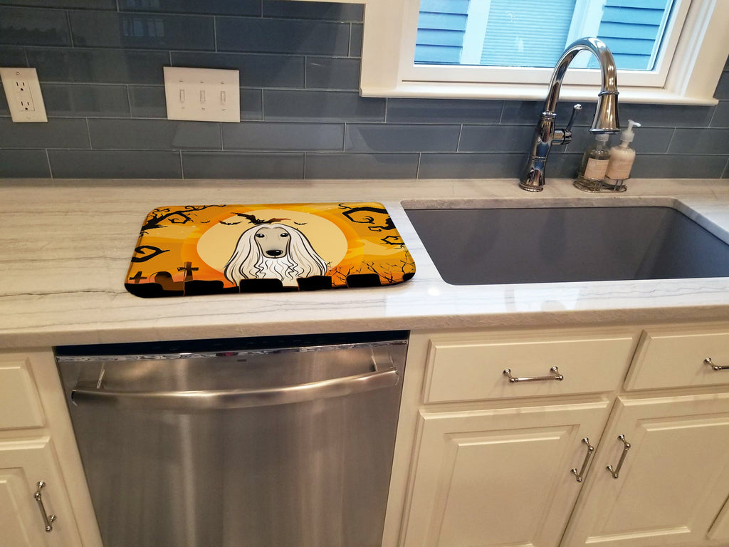 Halloween Afghan Hound Dish Drying Mat Absorbent Dish Drying Mat Pad for Kitchen Counter Dish Drainer Mat for Countertop, 14 x 21", Multicolor