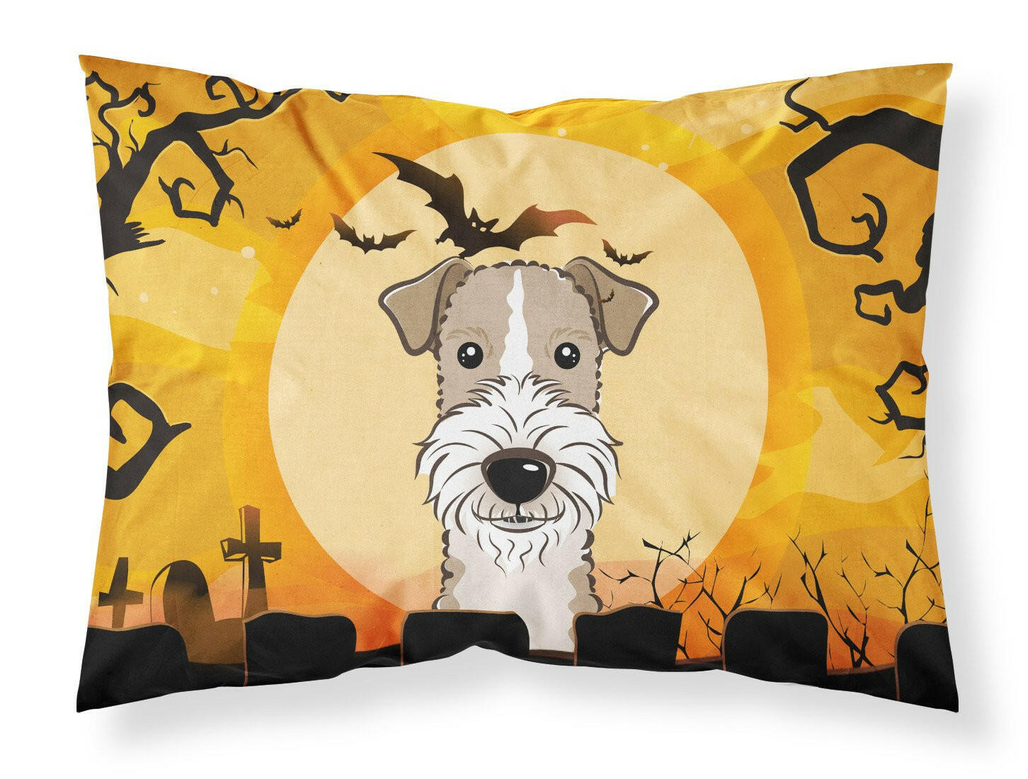Halloween Wire Haired Fox Terrier Standard Pillowcase Lightweight Super Soft Easy Care Decorative Artwork Pillowcase, Standard