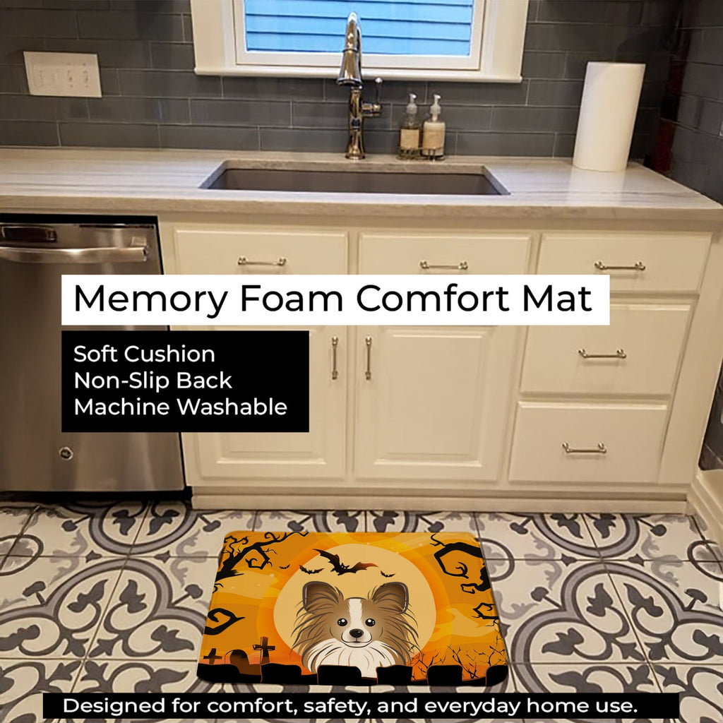 Halloween Papillon Memory Foam Kitchen Mat Machine Washable Anti-Fatigue Cushion Comfort Bath or Kitchen Rug