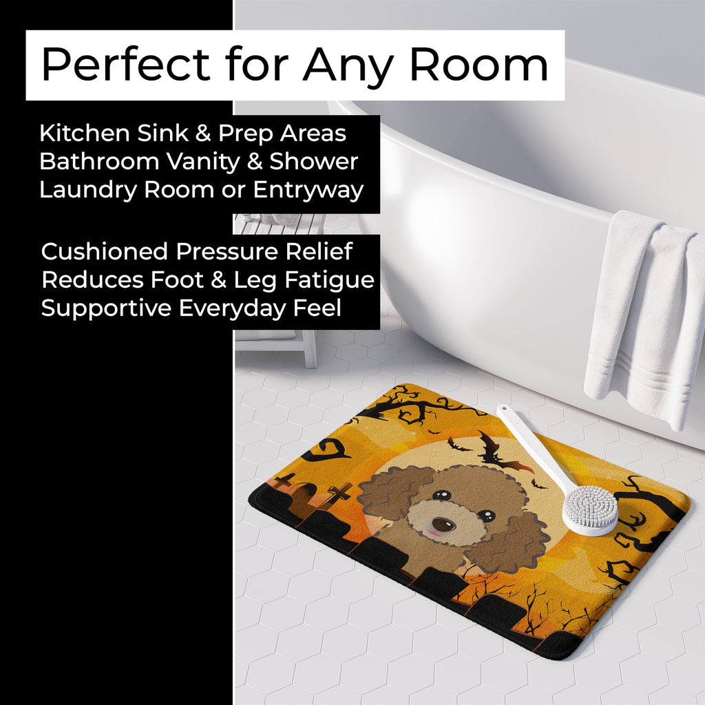 Halloween Chocolate Brown Poodle Memory Foam Kitchen Mat Machine Washable Anti-Fatigue Cushion Comfort Bath or Kitchen Rug