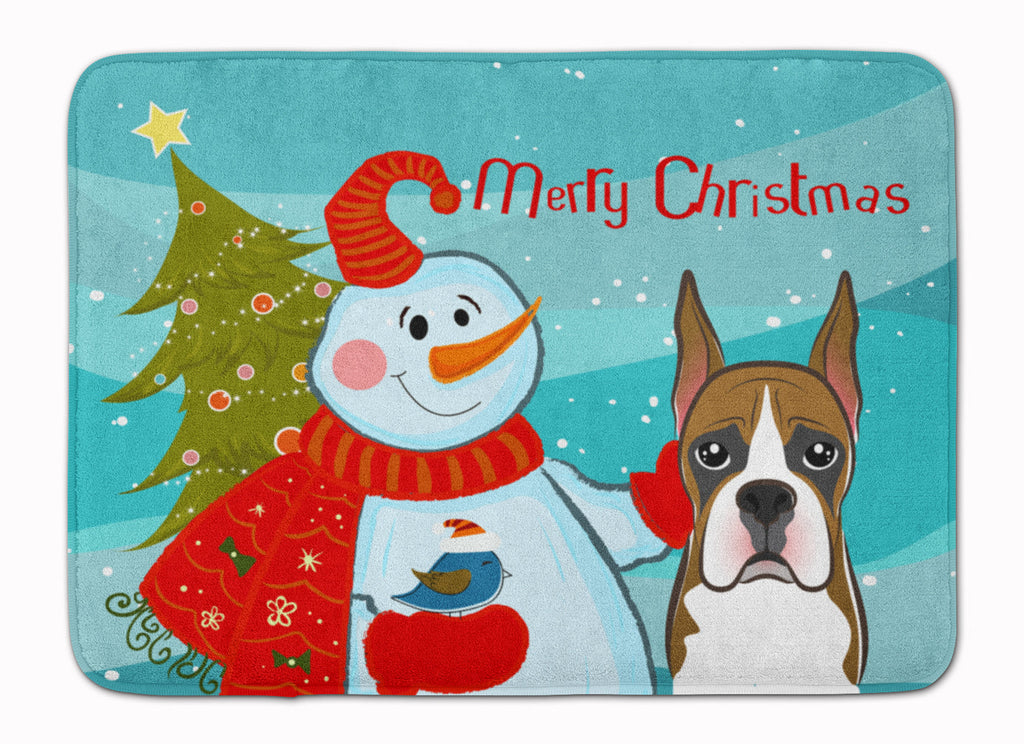 Snowman with Boxer Memory Foam Kitchen Mat Machine Washable Anti-Fatigue Cushion Comfort Bath or Kitchen Rug