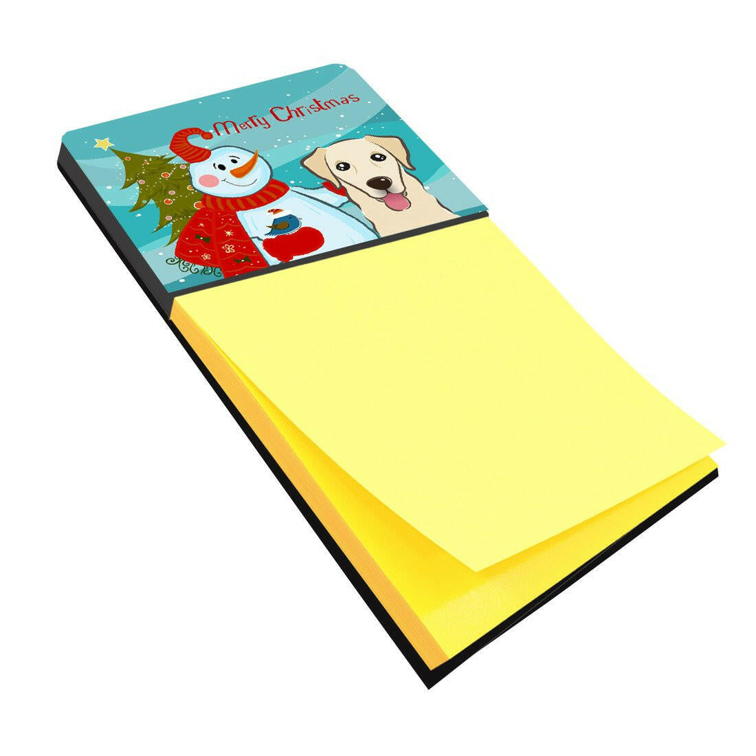 Snowman with Golden Retriever Watercolor Sticky Note Holder Refillable Dispenser Desk Accessory 3x3 Pad Gift