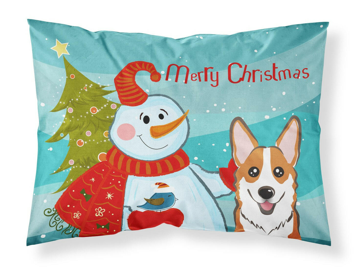 Snowman with Red Corgi Standard Pillowcase Lightweight Super Soft Easy Care Decorative Artwork Pillowcase, Standard