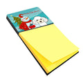 Snowman with White Poodle Watercolor Sticky Note Holder Refillable Dispenser Desk Accessory 3x3 Pad Gift