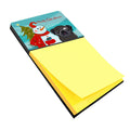 Snowman with Black Pug Watercolor Sticky Note Holder Refillable Dispenser Desk Accessory 3x3 Pad Gift