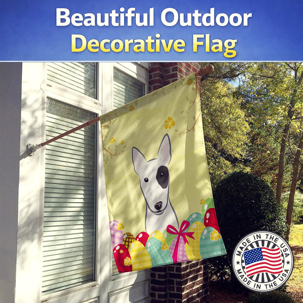 Bull Terrier Easter Egg Hunt House Flag 28x40 Porch Sleeve Pole Decorative Outside Yard Banner Artwork Wall Hanging, Polyester