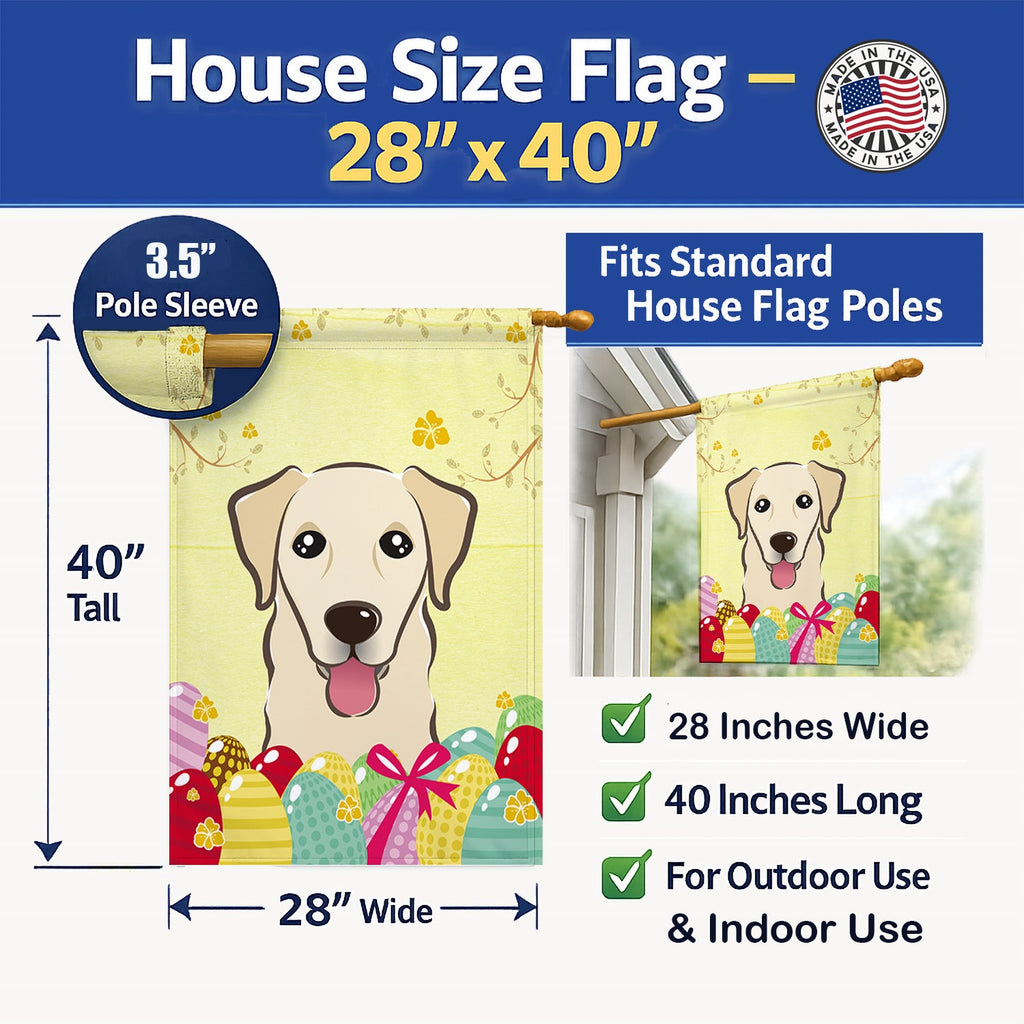 Golden Retriever Easter Egg Hunt House Flag 28x40 Porch Sleeve Pole Decorative Outside Yard Banner Artwork Wall Hanging, Polyester