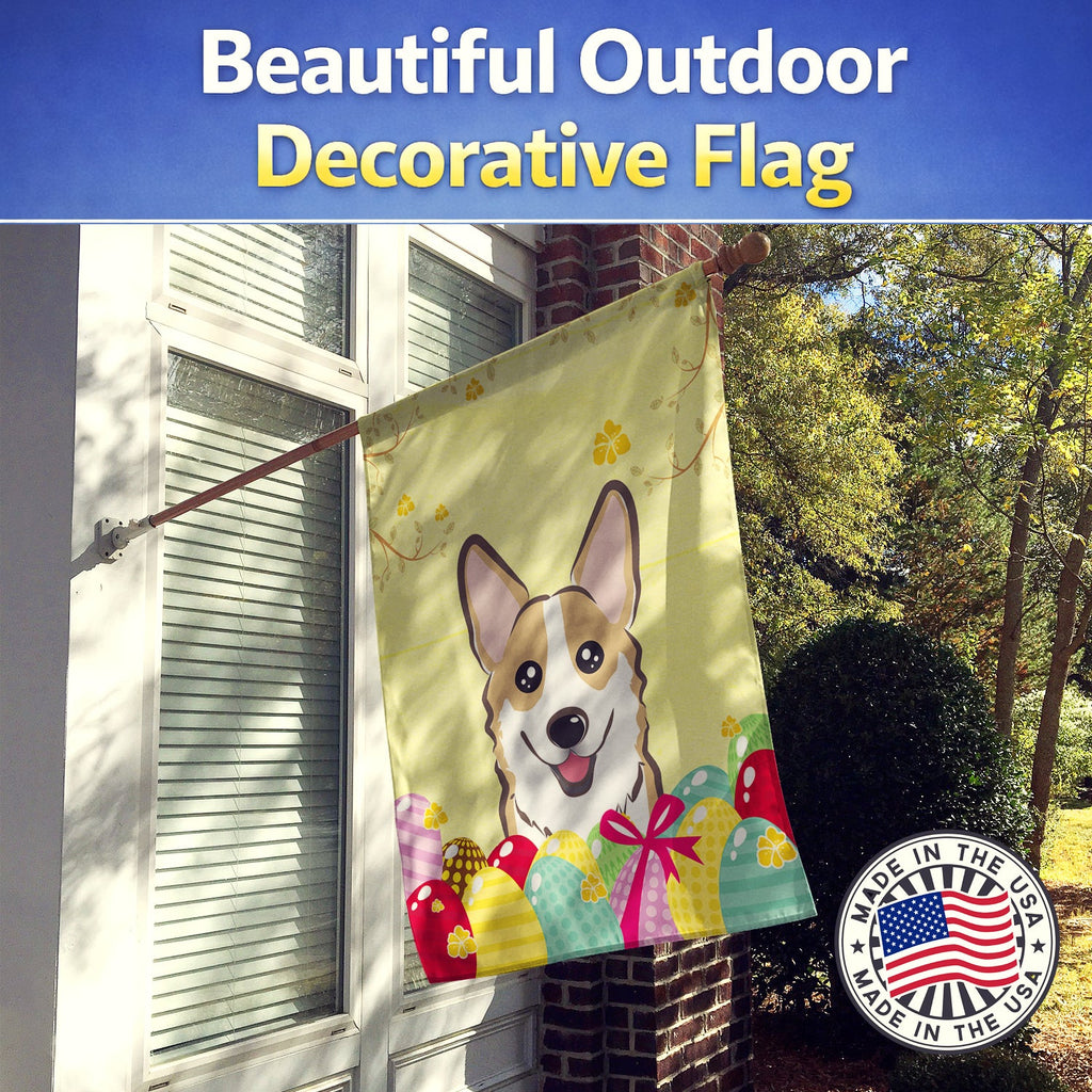 Sable Corgi Easter Egg Hunt House Flag 28x40 Porch Sleeve Pole Decorative Outside Yard Banner Artwork Wall Hanging, Polyester