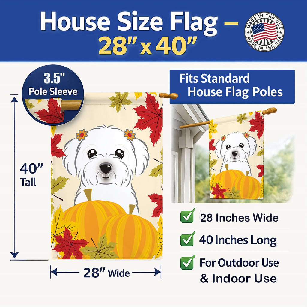 Maltese Thanksgiving House Flag 28x40 Porch Sleeve Pole Decorative Outside Yard Banner Artwork Wall Hanging, Polyester