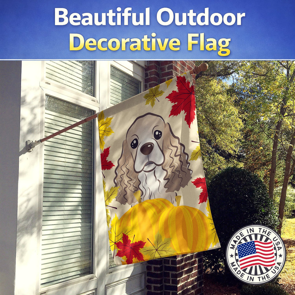 Cocker Spaniel Thanksgiving House Flag 28x40 Porch Sleeve Pole Decorative Outside Yard Banner Artwork Wall Hanging, Polyester