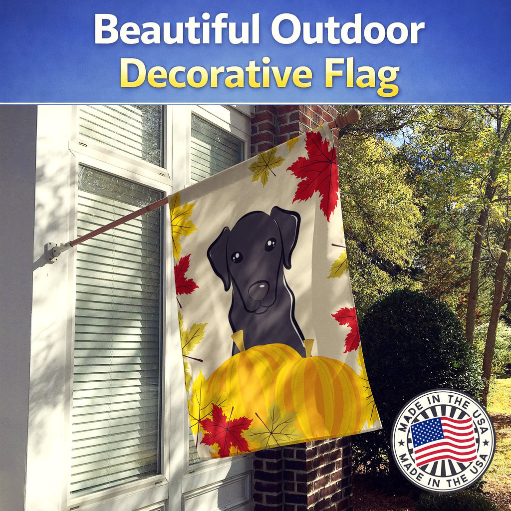 Black Labrador Thanksgiving House Flag 28x40 Porch Sleeve Pole Decorative Outside Yard Banner Artwork Wall Hanging, Polyester