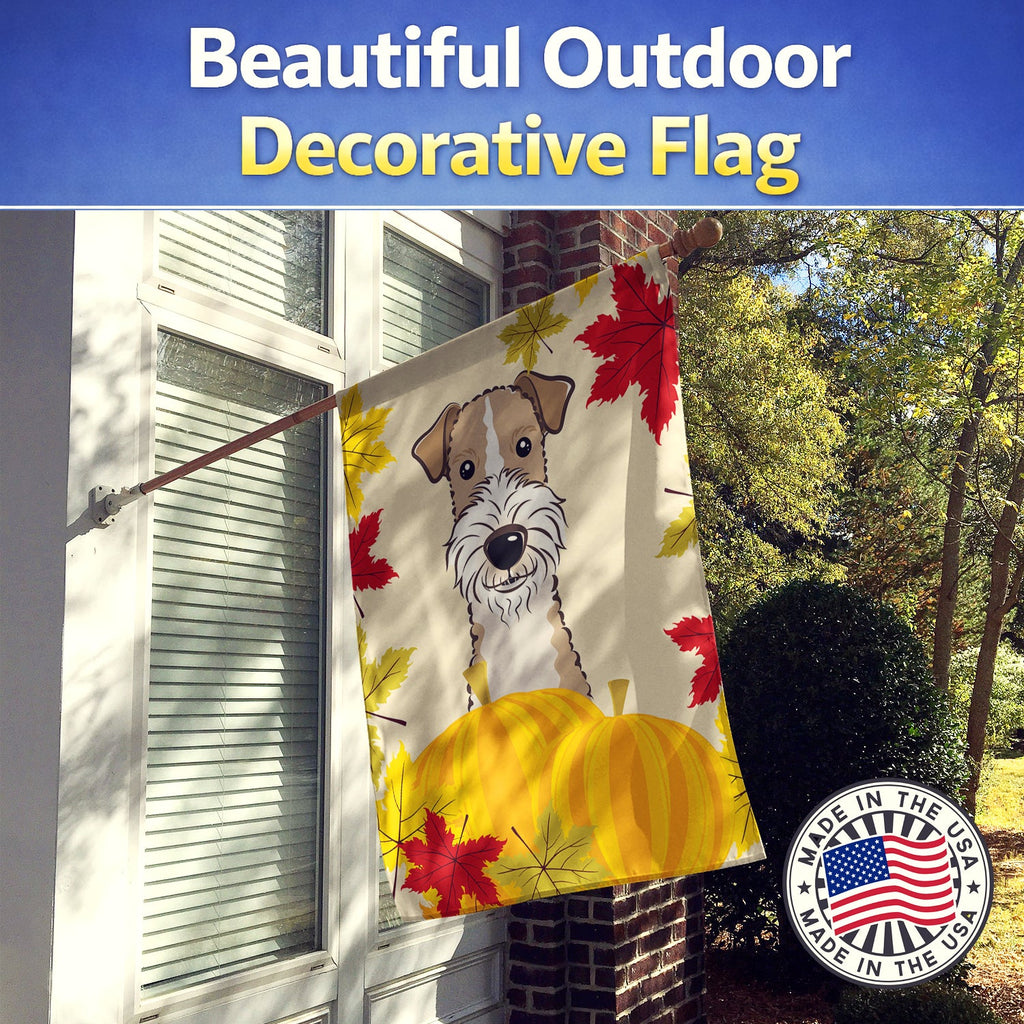 Wire Haired Fox Terrier Thanksgiving House Flag 28x40 Porch Sleeve Pole Decorative Outside Yard Banner Artwork Wall Hanging, Polyester