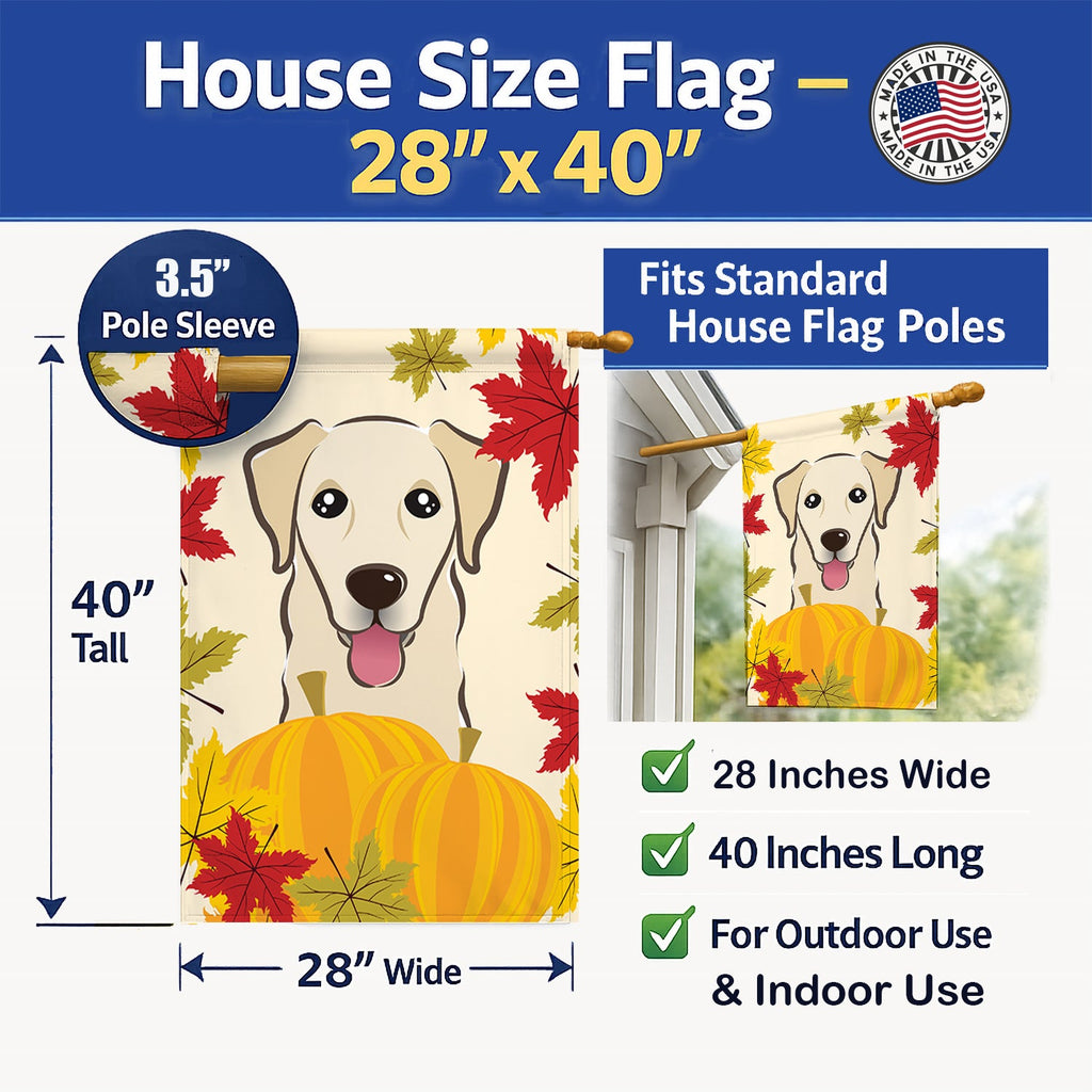 Golden Retriever Thanksgiving House Flag 28x40 Porch Sleeve Pole Decorative Outside Yard Banner Artwork Wall Hanging, Polyester