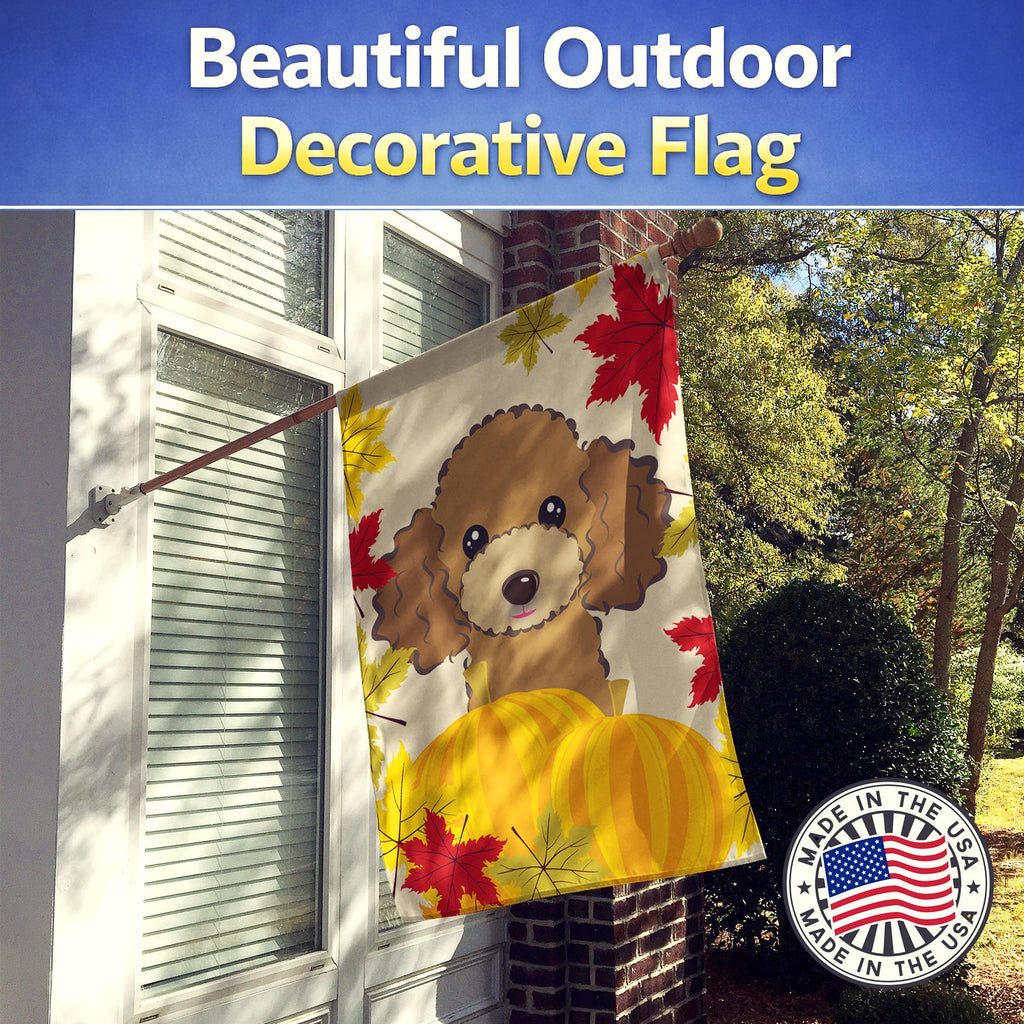 Chocolate Brown Poodle Thanksgiving House Flag 28x40 Porch Sleeve Pole Decorative Outside Yard Banner Artwork Wall Hanging, Polyester