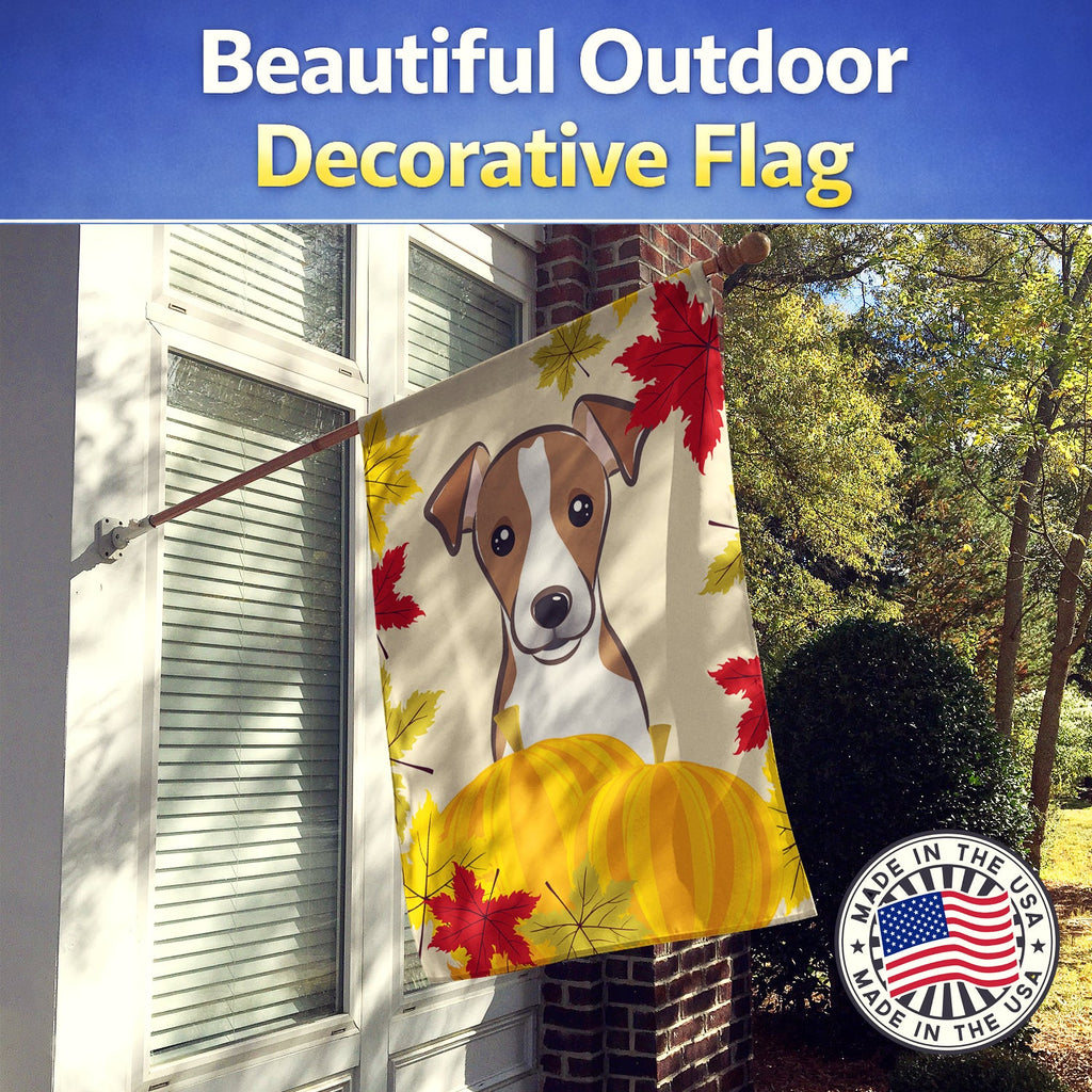 Jack Russell Terrier Thanksgiving House Flag 28x40 Porch Sleeve Pole Decorative Outside Yard Banner Artwork Wall Hanging, Polyester