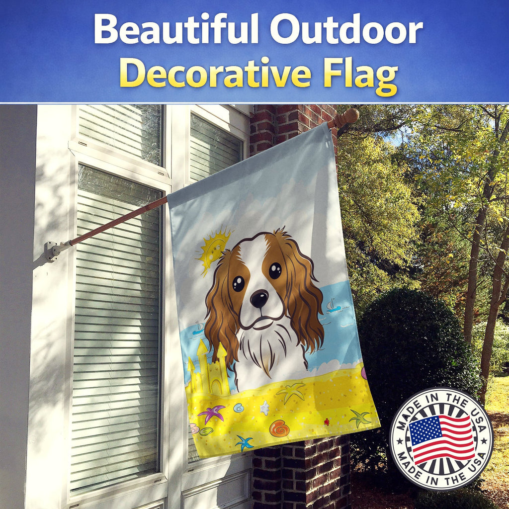 Cavalier Spaniel Summer Beach House Flag 28x40 Porch Sleeve Pole Decorative Outside Yard Banner Artwork Wall Hanging, Polyester