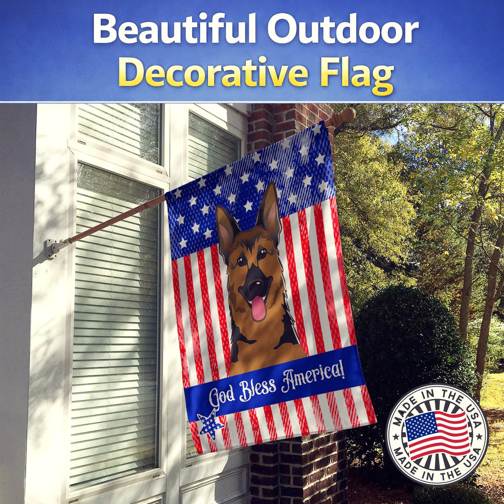 American Flag and German Shepherd House Flag 28x40 Porch Sleeve Pole Decorative Outside Yard Banner Artwork Wall Hanging, Polyester