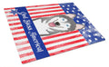 American Flag and Alaskan Malamute Cutting Board Tempered Glass Kitchen Cutting Surface, Heat Resistant Chopping, Non-Slip Feet, Food Prep & Serving
