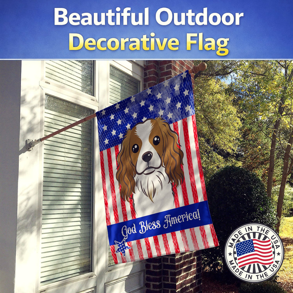 American Flag and Cavalier Spaniel House Flag 28x40 Porch Sleeve Pole Decorative Outside Yard Banner Artwork Wall Hanging, Polyester
