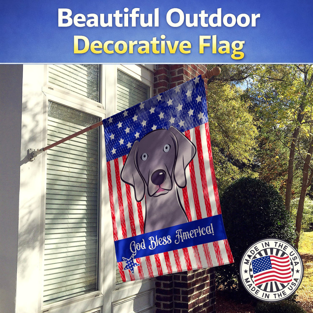 American Flag and Weimaraner House Flag 28x40 Porch Sleeve Pole Decorative Outside Yard Banner Artwork Wall Hanging, Polyester