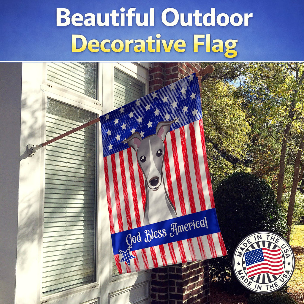 American Flag and Italian Greyhound House Flag 28x40 Porch Sleeve Pole Decorative Outside Yard Banner Artwork Wall Hanging, Polyester