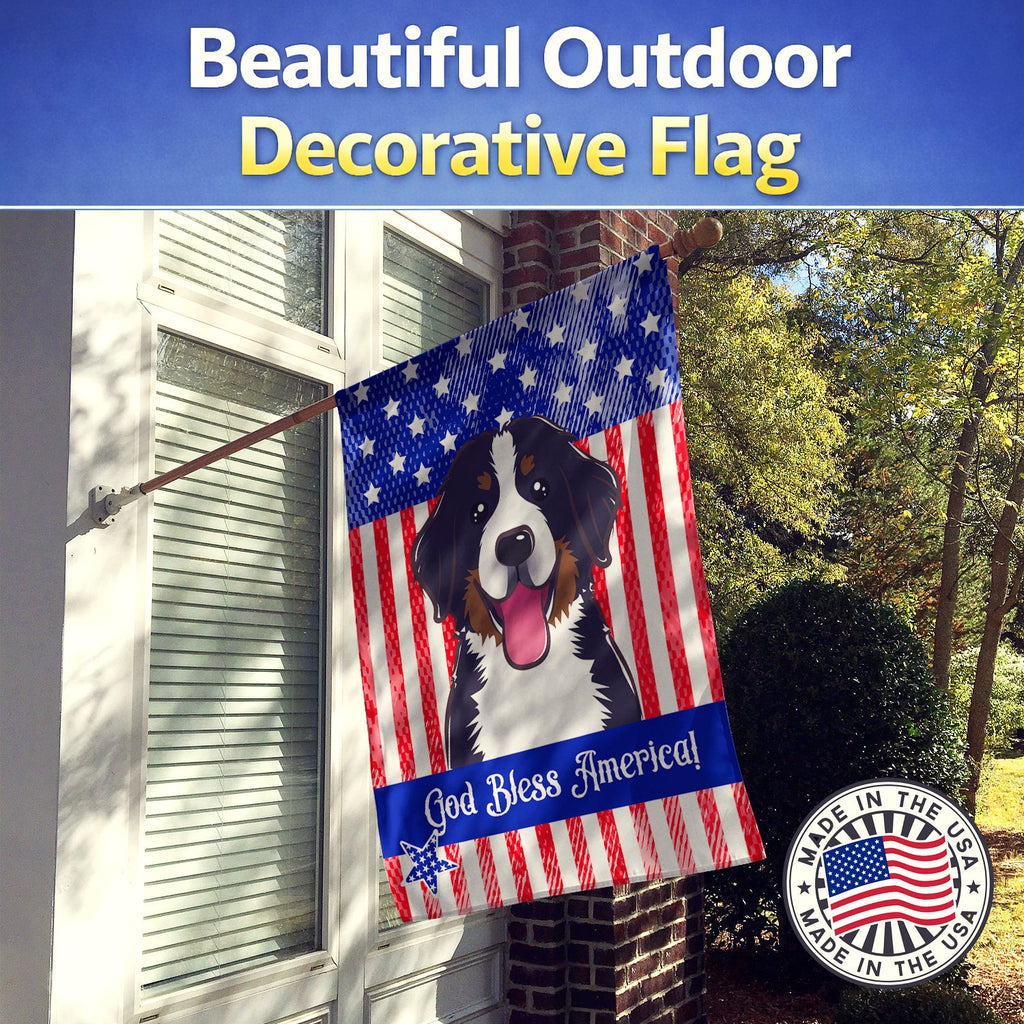 American Flag and Bernese Mountain Dog House Flag 28x40 Porch Sleeve Pole Decorative Outside Yard Banner Artwork Wall Hanging, Polyester