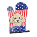 American Flag and Buff Poodle Oven Mitt Heat Resistant Thick Oven Mitt for Hot Pans and Oven, Kitchen Mitt Protect Hands, Cooking Baking Glove