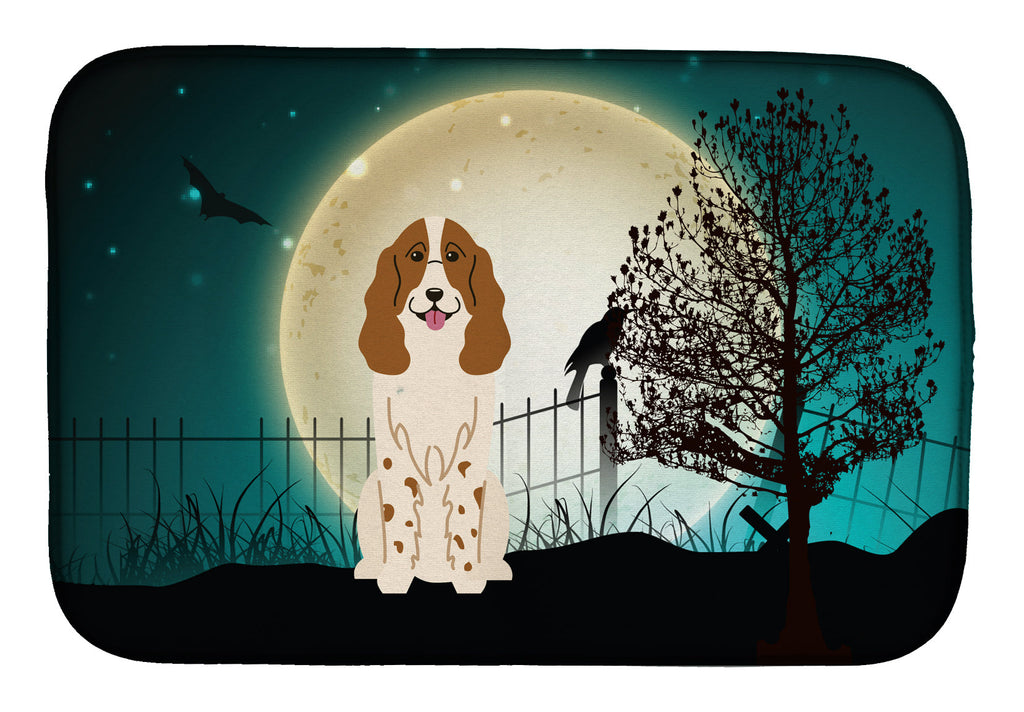 Halloween Scary Russian Spaniel Dish Drying Mat Absorbent Dish Drying Mat Pad for Kitchen Counter Dish Drainer Mat for Countertop, 14 x 21", Multicolor