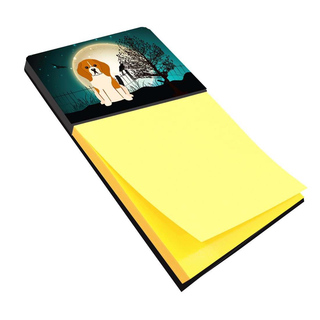 Halloween Scary Beagle Tricolor Watercolor Sticky Note Holder Refillable Dispenser Desk Accessory 3x3 Pad Gift