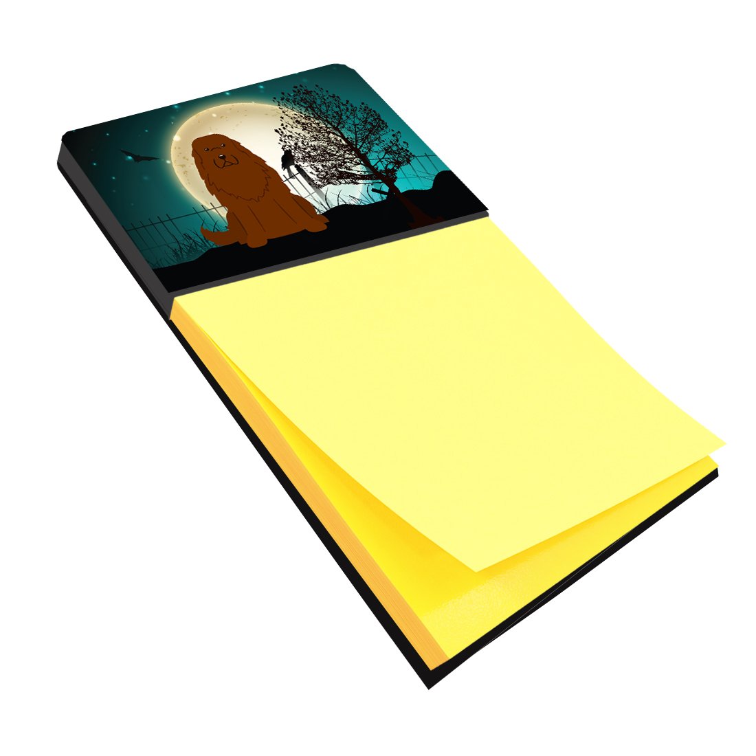 Halloween Scary Caucasian Shepherd Dog Watercolor Sticky Note Holder Refillable Dispenser Desk Accessory 3x3 Pad Gift