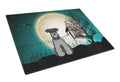 Halloween Scary Miniature Schnauzer Black Silver Cutting Board Tempered Glass Kitchen Cutting Surface, Heat Resistant Chopping, Non-Slip Feet, Food Prep & Serving
