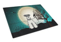 Halloween Scary Miniature Schnauzer Salt and Pepper Cutting Board Tempered Glass Kitchen Cutting Surface, Heat Resistant Chopping, Non-Slip Feet, Food Prep & Serving