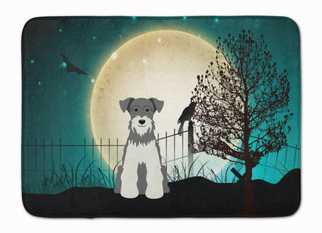 Halloween Scary Miniature Schnauzer Salt and Pepper Memory Foam Kitchen Mat Machine Washable Anti-Fatigue Cushion Comfort Bath or Kitchen Rug
