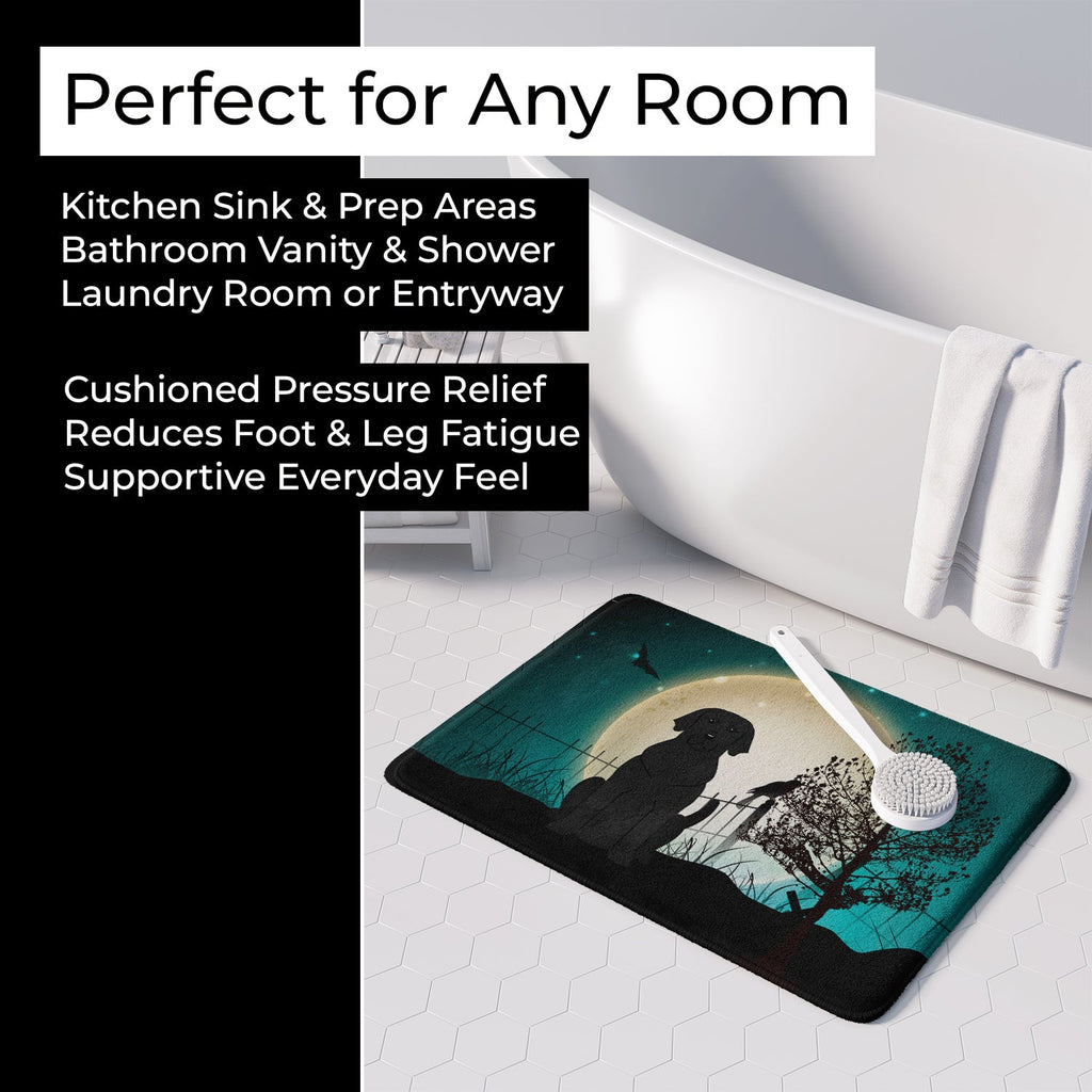 Halloween Scary Black Labrador Memory Foam Kitchen Mat Machine Washable Anti-Fatigue Cushion Comfort Bath or Kitchen Rug