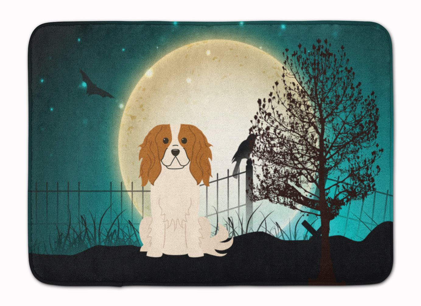 Halloween Scary Cavalier Spaniel Memory Foam Kitchen Mat Machine Washable Anti-Fatigue Cushion Comfort Bath or Kitchen Rug