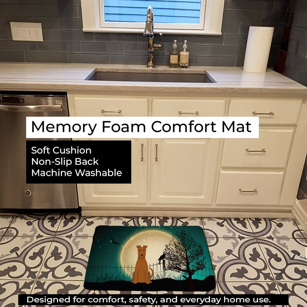 Halloween Scary Irish Terrier Memory Foam Kitchen Mat Machine Washable Anti-Fatigue Cushion Comfort Bath or Kitchen Rug
