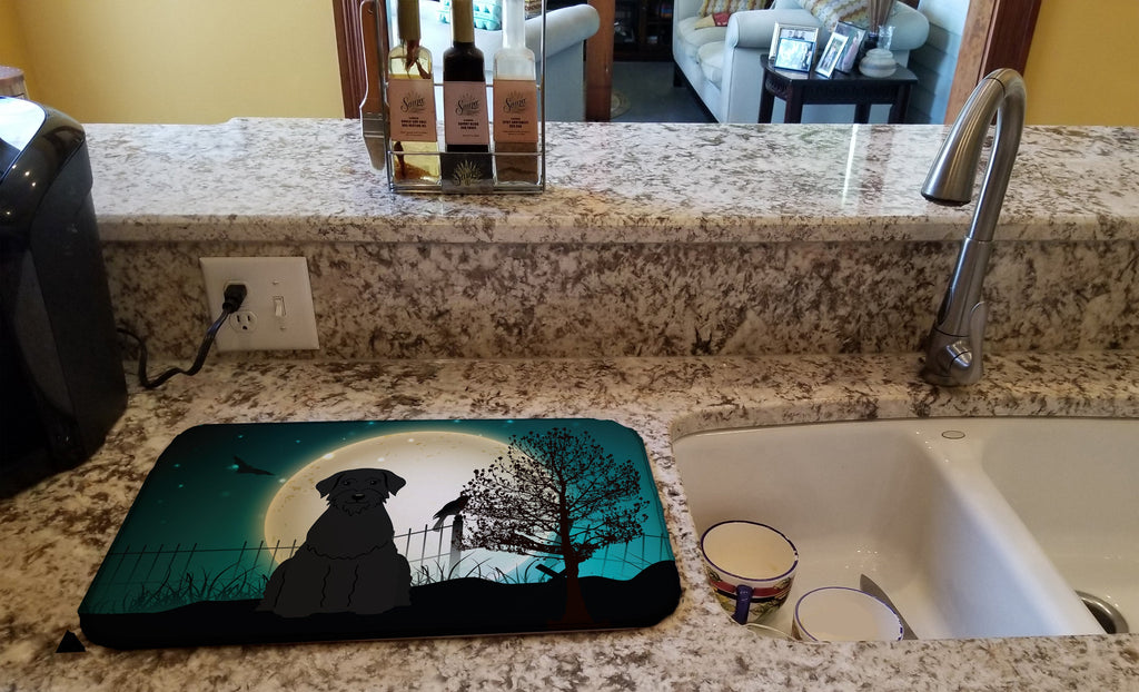 Halloween Scary Giant Schnauzer Dish Drying Mat Absorbent Dish Drying Mat Pad for Kitchen Counter Dish Drainer Mat for Countertop, 14 x 21", Multicolor